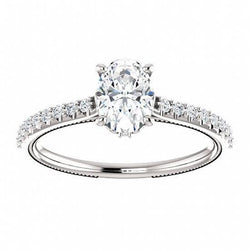 1.20 Karaat Solitaire Met Accenten Echt Diamanten Ring Dame Gouden Sieraden