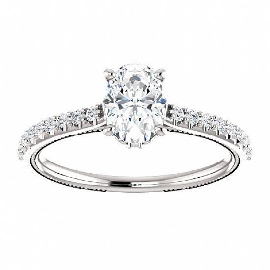1.20 Karaat Solitaire Met Accenten Echt Diamanten Ring Dame Gouden Sieraden