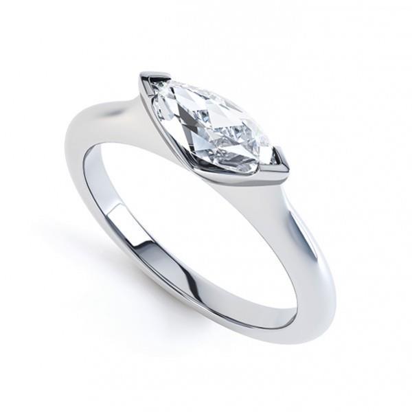 1.25 Karaats Bezel Set Marquise Geslepen Echt Diamanten Trouwring