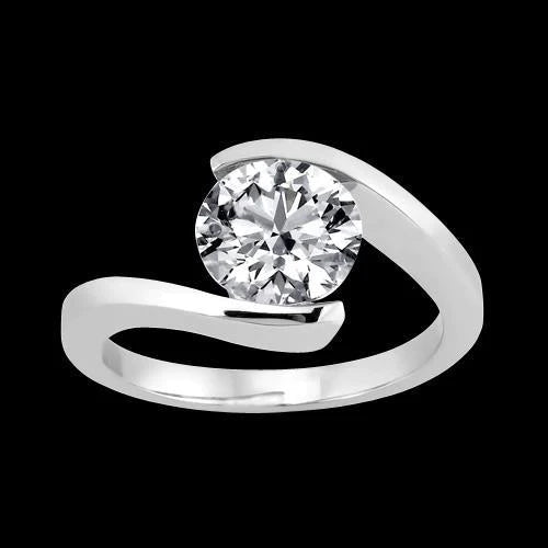 1.50 Karaat Echt Diamant Staafzetting Solitaire Ring Witgoud