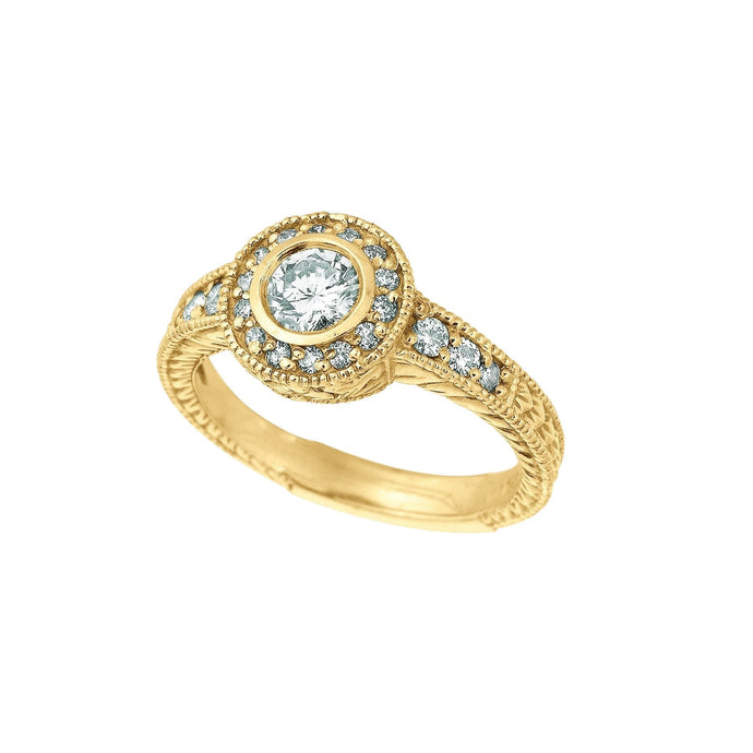 1.50 Karaat Echt Diamanten Bezel Fancy Ring 14K Geel Gouden Ring Met Accenten
