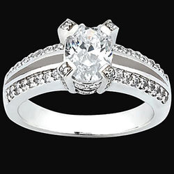 1.51 karaat Echte Ovale en Ronde Diamanten Verlovingsring Pave Set Sieraden