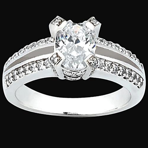 1.51 karaat Echte Ovale en Ronde Diamanten Verlovingsring Pave Set Sieraden