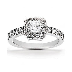 1.52 karaat Prinses Echt Diamanten Halo Ring Met Accenten Wit Goud 14K