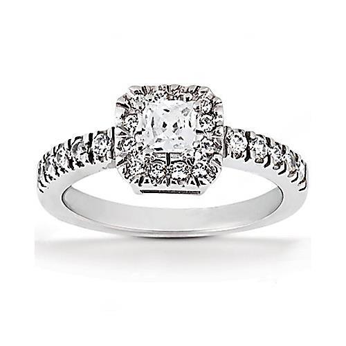 1.52 karaat Prinses Echt Diamanten Halo Ring Met Accenten Wit Goud 14K