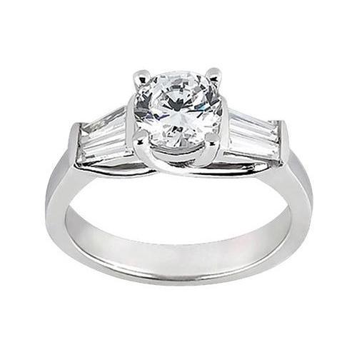 1.53 Karaat Ronde & Stokbrood Echt Diamanten Verlovingsring Drie Stenen Stijl