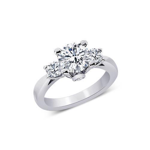 1.61 karaat Ronde Echt Diamanten 3 Stenen Stijl Verlovingsring Sieraden
