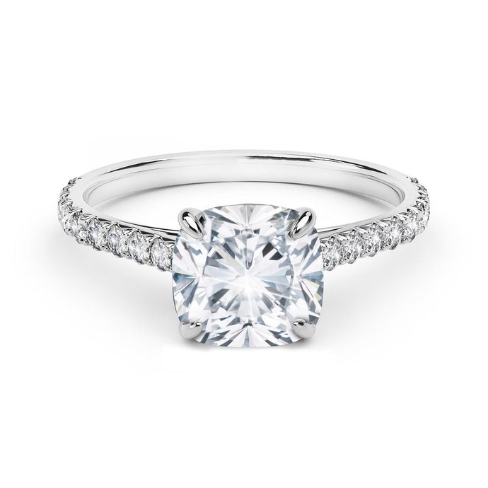 1.85 Karaats Kussen Solitaire Met Accenten Echt Diamanten Ring Wit Goud 14K