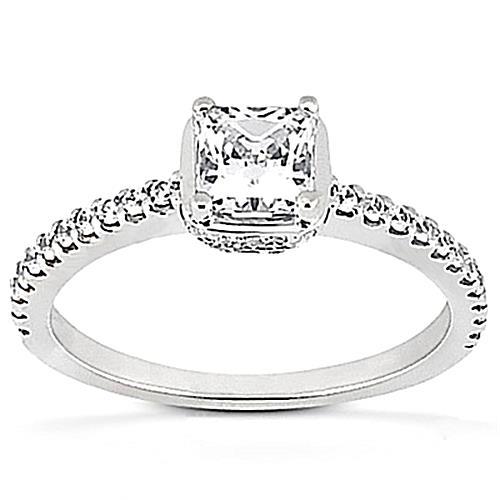 1.85 karaat Verborgen Halo Echt Diamanten Gouden Verlovingsring Met Accenten