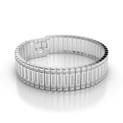 10 Karaat Herenarmband Sprankelende Kleine Natuurlijke uit de aarde gewonnen Diamanten Witgoud 14K
