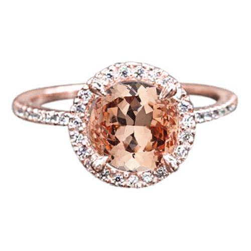 10,10 ct morganite halo diamanten ring rosé goud 14k