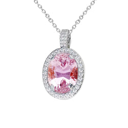 10,50 karaat roze ovaal geslepen Kunziet diamanten halsketting hanger goud 14K