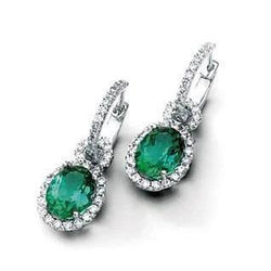 10,68 ct groene toermalijn en diamanten bengelen oorbel