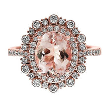Afbeelding in Gallery-weergave laden, 10,75 ct morganite en diamanten jubileumring goud rose 14k
