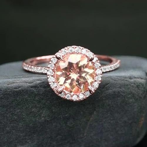 10,75 ct solitaire met accent morganite en diamanten ring goud 14k