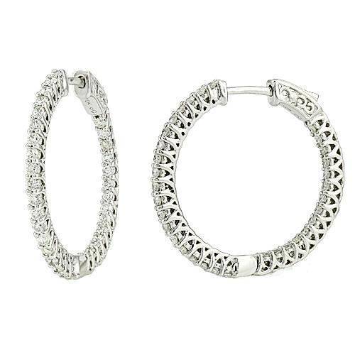 10K witgouden 2 ct binnenstebuiten diamanten oorringen - harrychadent.nl