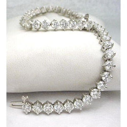 10.50 Karaat Prong Gezet Rond Natuurlijk uit de aarde gewonnen Diamanten Tennisarmband Witgoud
