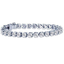 10.50 Karaat Prong Gezet Rond Natuurlijk uit de aarde gewonnen Diamanten Tennisarmband Gouden Sieraden