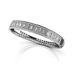 10 Ct Ronde en Baguette uit de a aarde gewonnen Diamanten Dames Bangle Goud 14K