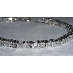 11 Karaat Natuurlijke Diamanten Tennisarmband Witgoud Baguettes