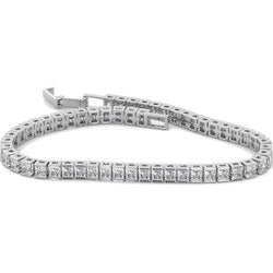 10 Karaat Prinsesslijpsel labgekweekt Diamanten Kanaalgezet Armband Witgoud