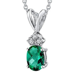11 Ct Prong Set Groene Smaragd Met Diamanten Hanger 14K Witgoud