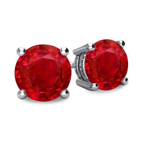 11 ct prong set ronde cut red ruby lady studs oorbellen