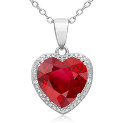 11.10 Ct Rode Robijn Met Natuurlijke uit de aarde gewonnen Diamanten Hanger Ketting Witgoud