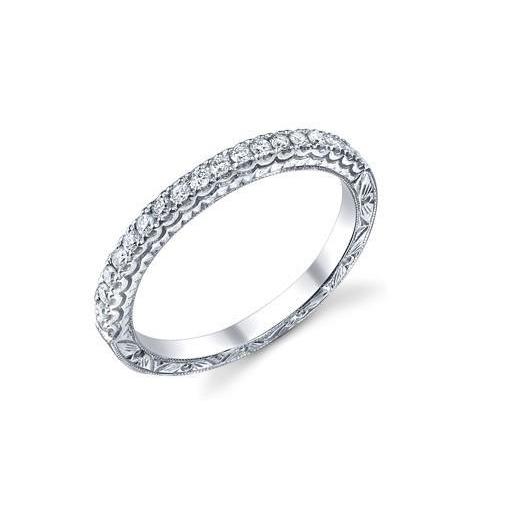 1,14 ct ronde antieke stijl diamanten trouwring 14K witgoud - harrychadent.nl