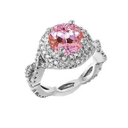 11.10 karaat rond geslepen kunziet en diamanten ring wit goud 14k