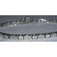 Afbeelding in Gallery-weergave laden, 11.40 ct. Diamanten tennisarmband WG Baguettes &amp; ronde diamanten - harrychadent.nl

