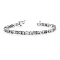 11.40 Ct Rond & Baguette Prong Kanaal Gezet Natuurlijk Diamanten Tennisarmband