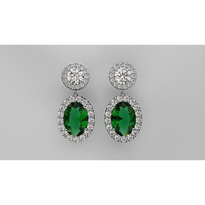 11.50 karaat ovale toermalijn diamant dangle dames oorbel goud 14k