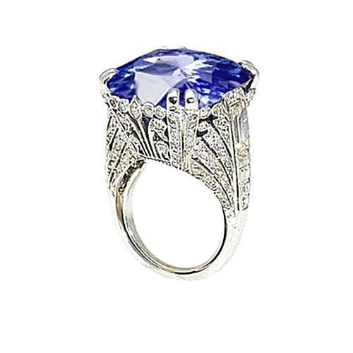 11.51 Carat Kussen Sri Lanka Sapphire Ronde Diamanten Witgouden Ring - harrychadent.nl