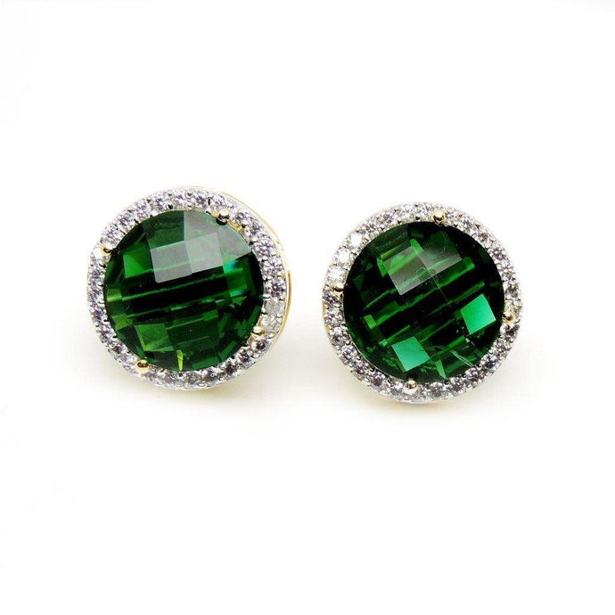 11.56 Ct Halo Groene Toermalijn Diamant Stud Oorbel 14K Geel Goud - harrychadent.nl