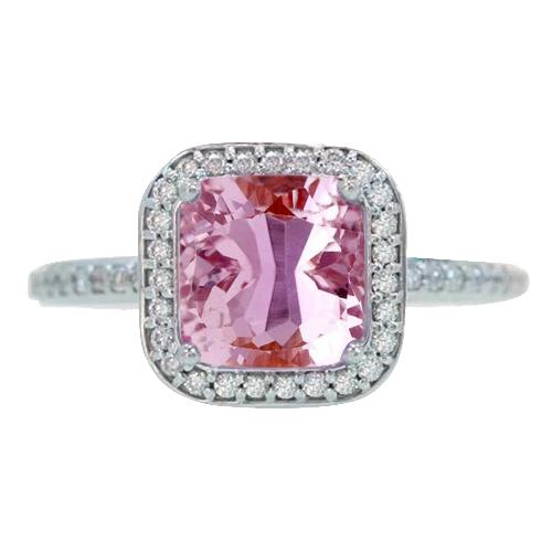 11.80 karaat Kunzite Halo diamanten verlovingsring goud wit 14K - harrychadent.nl