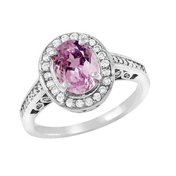 11.85 karaat roze kunziet met diamanten jubileumring wit goud