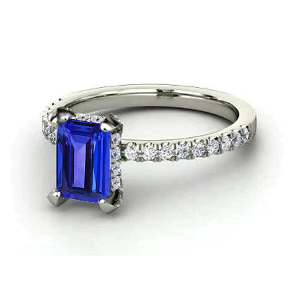12 Ct Hidden Halo Tanzaniet met diamanten trouwring witgoud