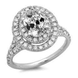 12 Karaat Dubbele Halo Natuurlijke uit de aarde gewonnen Diamanten Ring