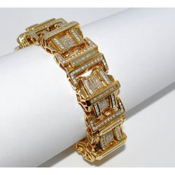 12 karaat kleine sprankelende diamanten heren armband 14K goud geel