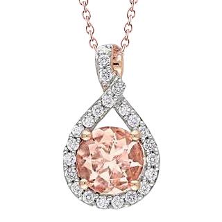 12 kt Tandenset Morganite met diamanten hanger 14K roségoud - harrychadent.nl