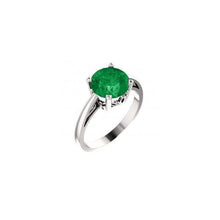 Afbeelding in Gallery-weergave laden, 12 kt ronde geslepen groene smaragd ring 14 kt witgoud - harrychadent.nl
