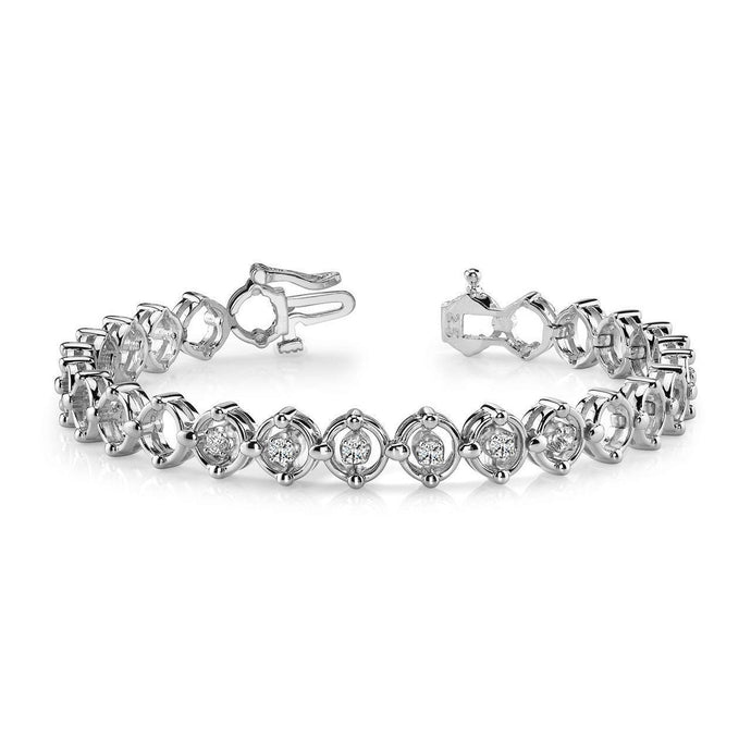 1,20 ct rond geslepen diamanten schakelarmband 14k witgoud - harrychadent.nl