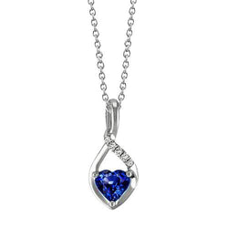 1,25 ct hart Ceylon saffier & Ronde Diamanten hanger ketting