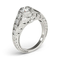 1,25 ct. Diamanten Solitaire Met Accenten Gegraveerde Ring Wit Goud 14K