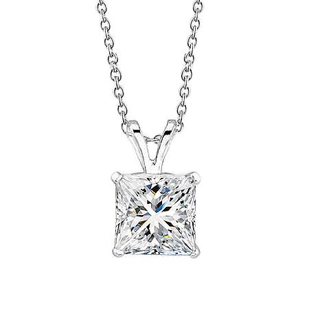 1,25 karaat prinses geslepen diamanten halsketting hanger wit goud 14k