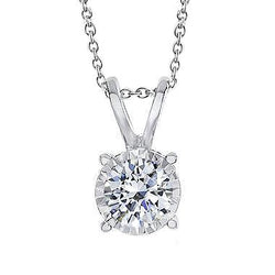 1,25 karaat ronde Solitaire diamanten hanger ketting wit goud
