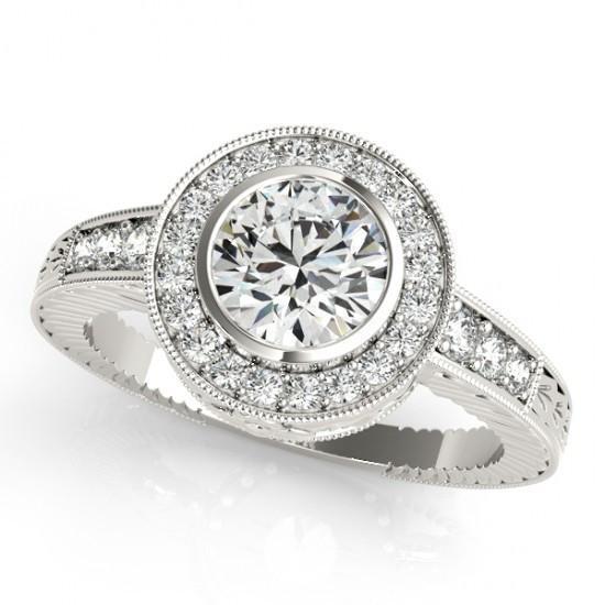 1,25 karaat ronde diamanten Halo Fancy Ring goud wit 14K - harrychadent.nl