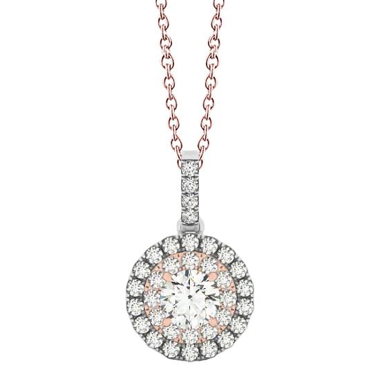 1,25 karaat ronde diamanten tweekleurige gouden 14K hanger ketting - harrychadent.nl