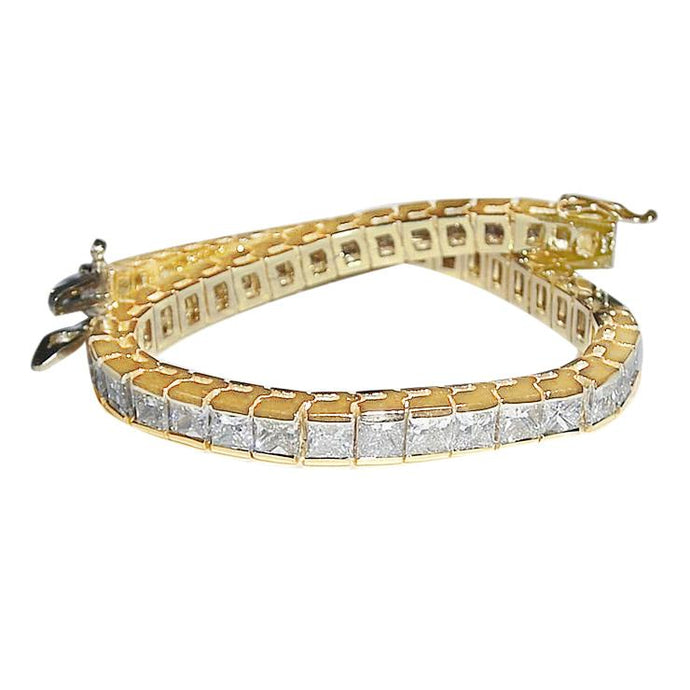 12,50 karaat prinses diamanten tennisarmband geel goud - harrychadent.nl